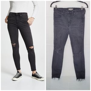 Madewell 9" High Rise Skinny Jeans Black Sea Size 28 ~ Grunge Punk Biker Skater